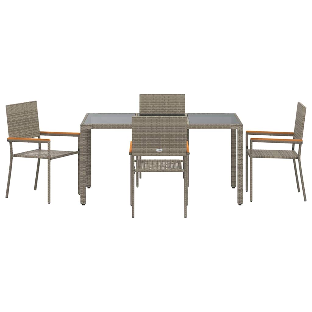 Vrtni set za objed 5 kom. Siva poliratan 150 x 90 x 75 cm