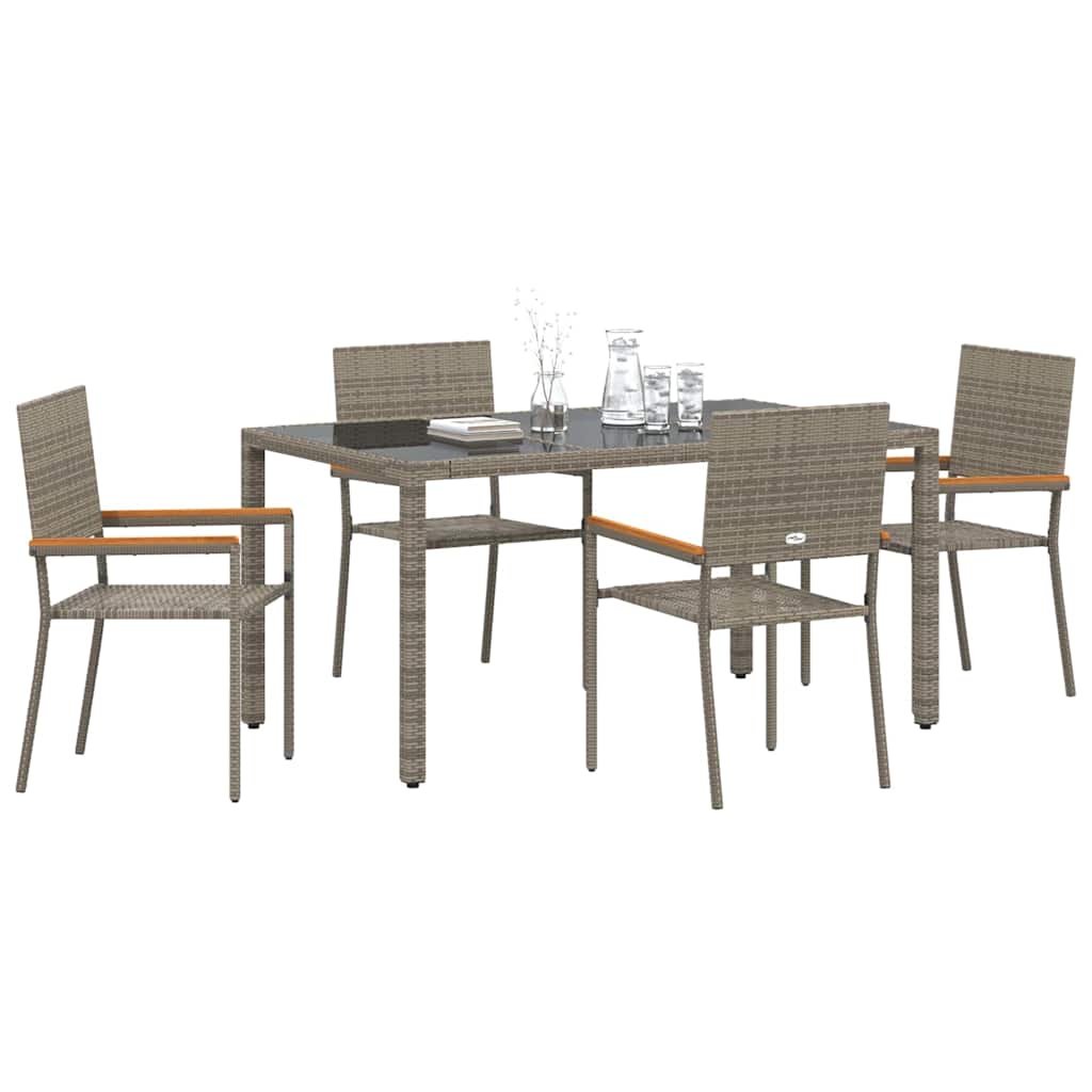 Vrtni set za objed 5 kom. Siva poliratan 150 x 90 x 75 cm