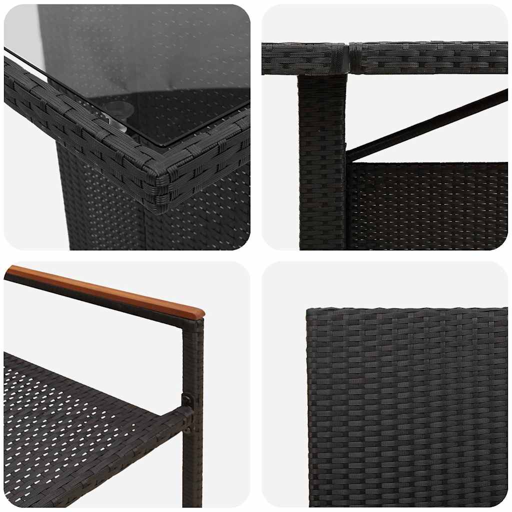 Vrtni set za objed 9 kom. Crna poliratan 240 x 90 x 75 cm