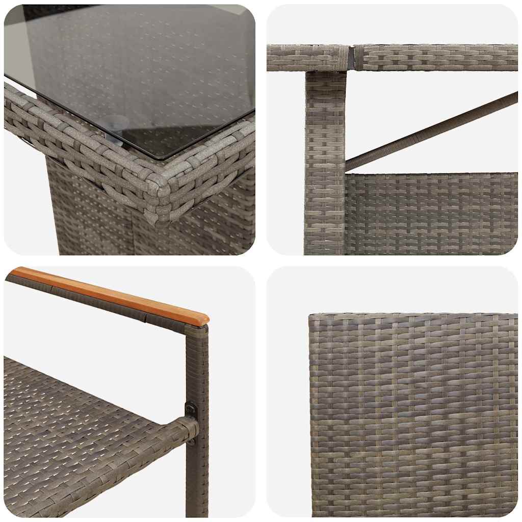 Vrtni set za objed 9 kom. Siva poliratan 240 x 90 x 75 cm