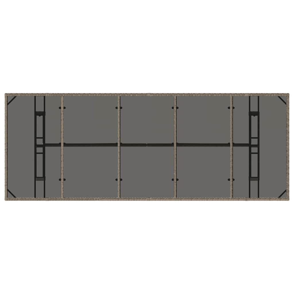 Vrtni set za objed 9 kom. Siva poliratan 240 x 90 x 75 cm