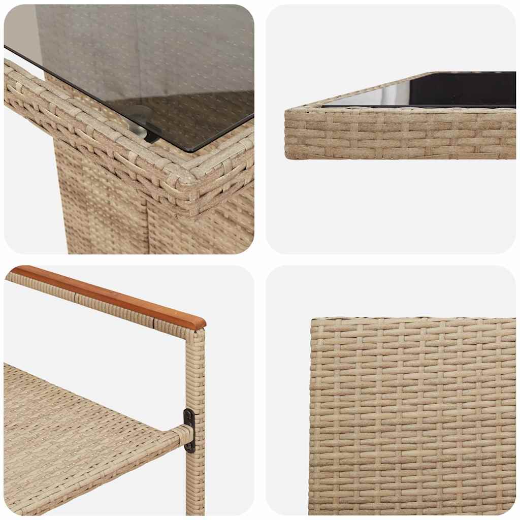 Vrtni set za objed 9 kom. Bež poliratan 240 x 90 x 75 cm