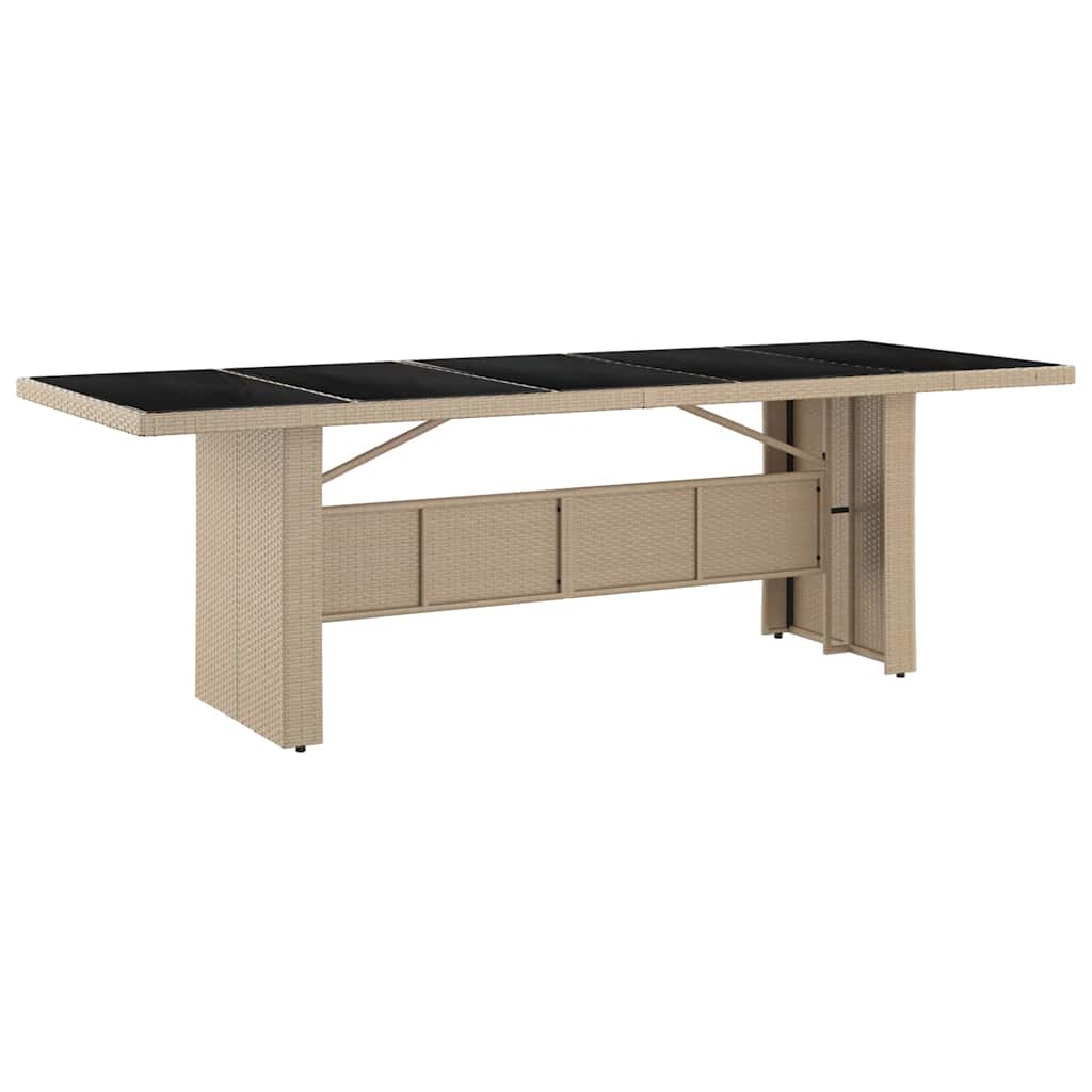 Vrtni set za objed 9 kom. Bež poliratan 240 x 90 x 75 cm