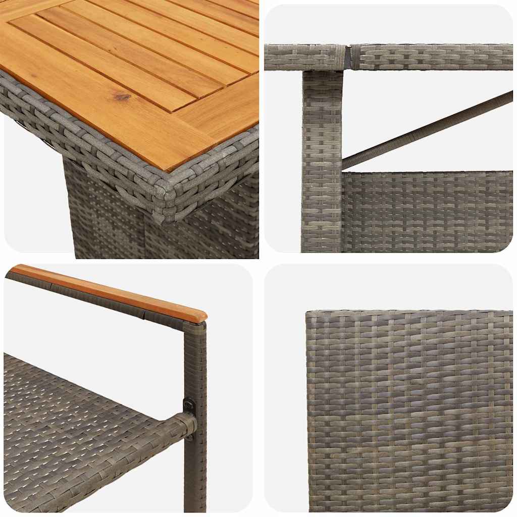 Vrtni set za objed 9 kom. Siva poliratan 240 x 90 x 75 cm