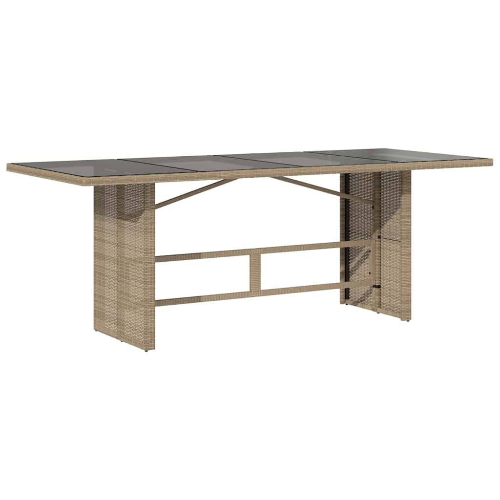 Vrtni set za objed 7 kom. Bež poliratan 190 x 80 x 75 cm