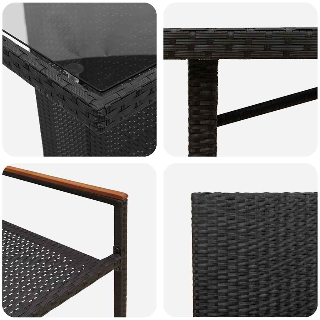 Vrtni set za objed 9 kom. Crna poliratan 190 x 80 x 75 cm