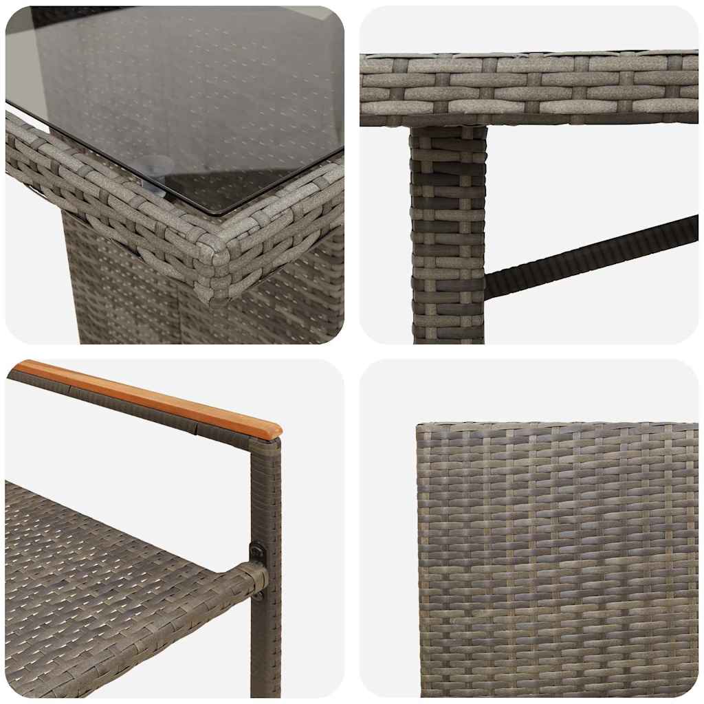 Vrtni set za objed 9 kom. Siva poliratan 190 x 80 x 75 cm
