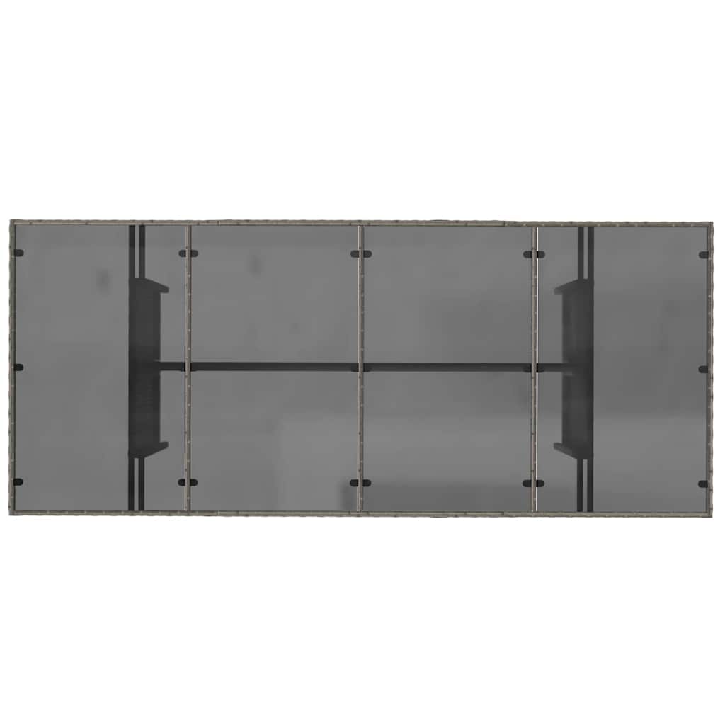 Vrtni set za objed 9 kom. Siva poliratan 190 x 80 x 75 cm