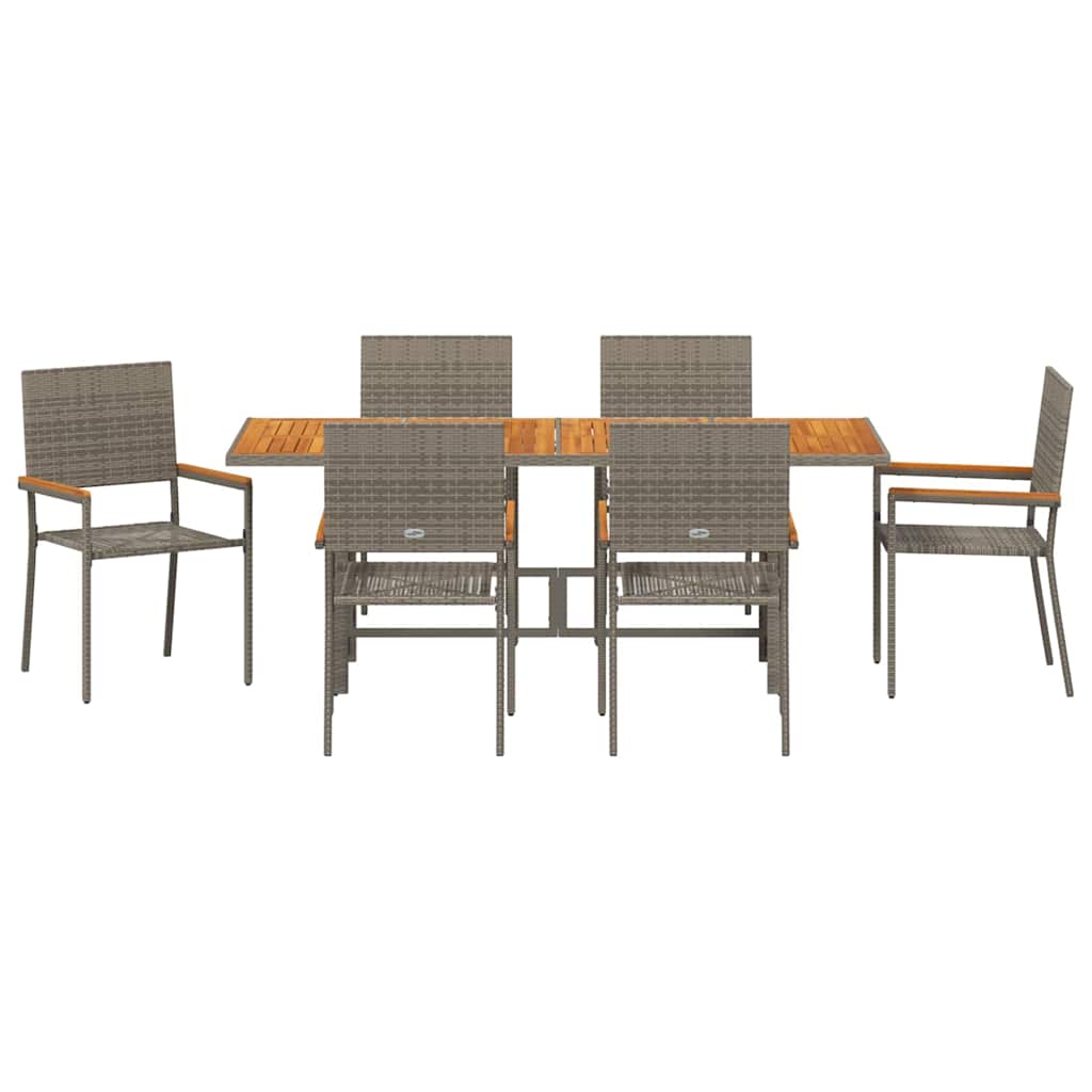 Vrtni set za objed 7 kom. Siva poliratan 190 x 80 x 75 cm