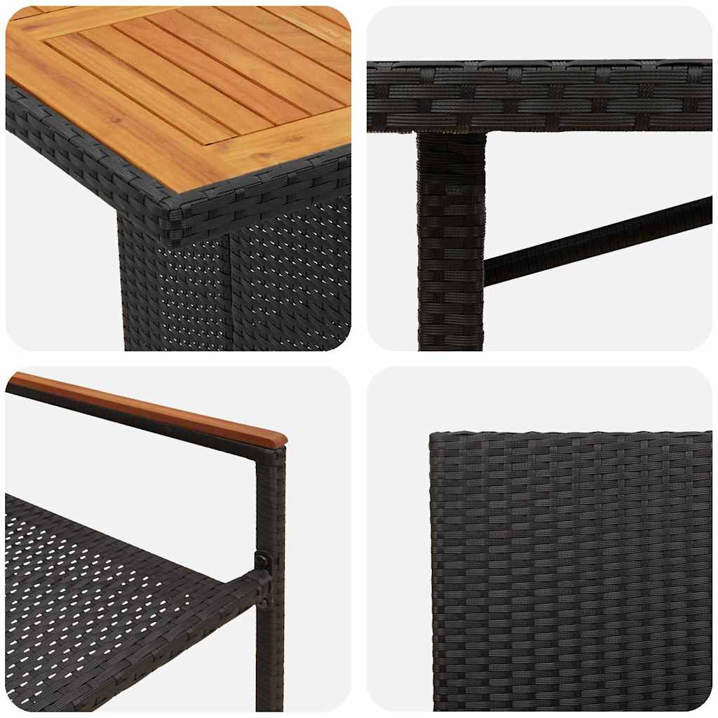 Vrtni set za objed 9 kom. Crna poliratan 190 x 80 x 75 cm