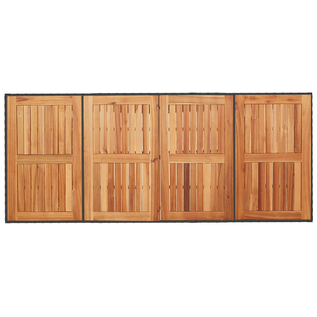 Vrtni set za objed 9 kom. Crna poliratan 190 x 80 x 75 cm