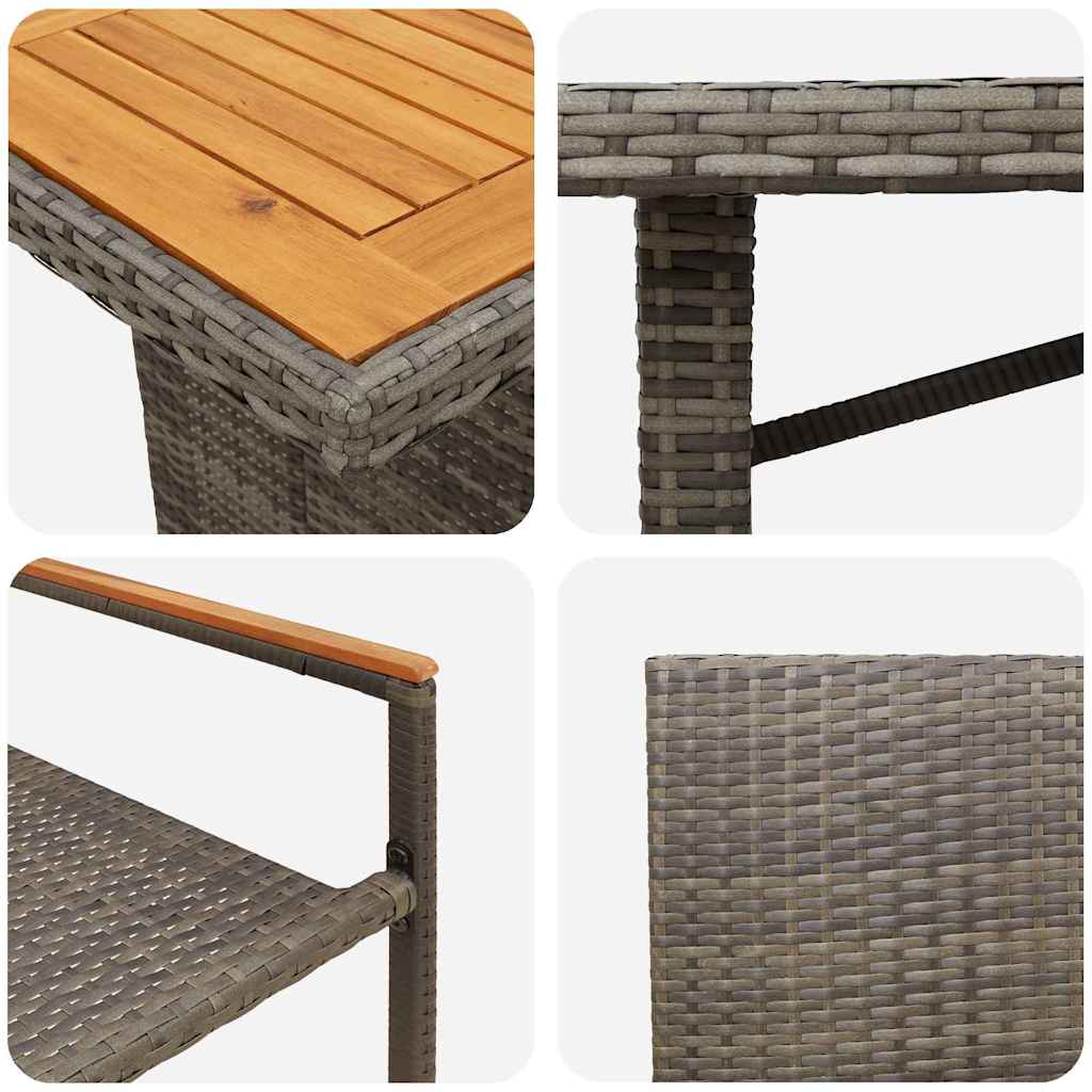 Vrtni set za objed 9 kom. Siva poliratan 190 x 80 x 75 cm