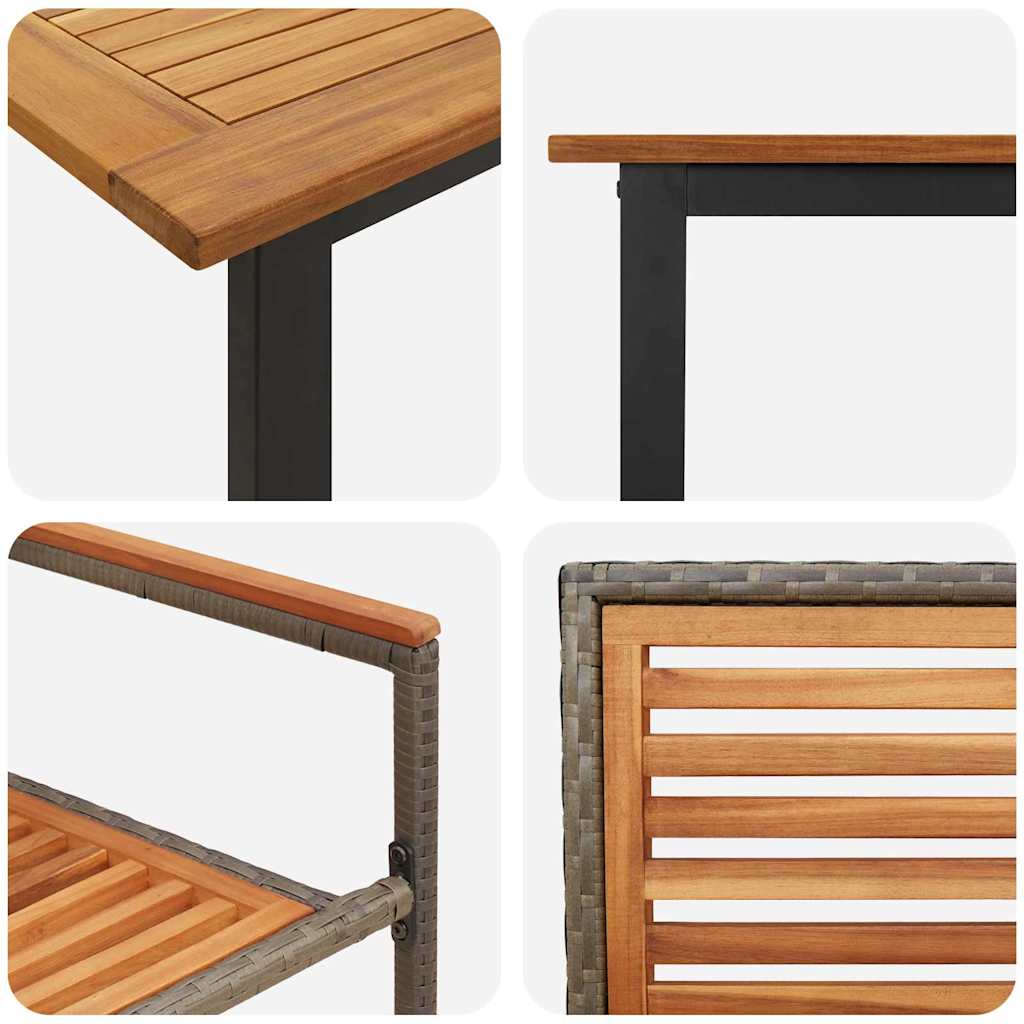 Vrtni set za objed 7 pcs Siva Čvrsto drvo akacije