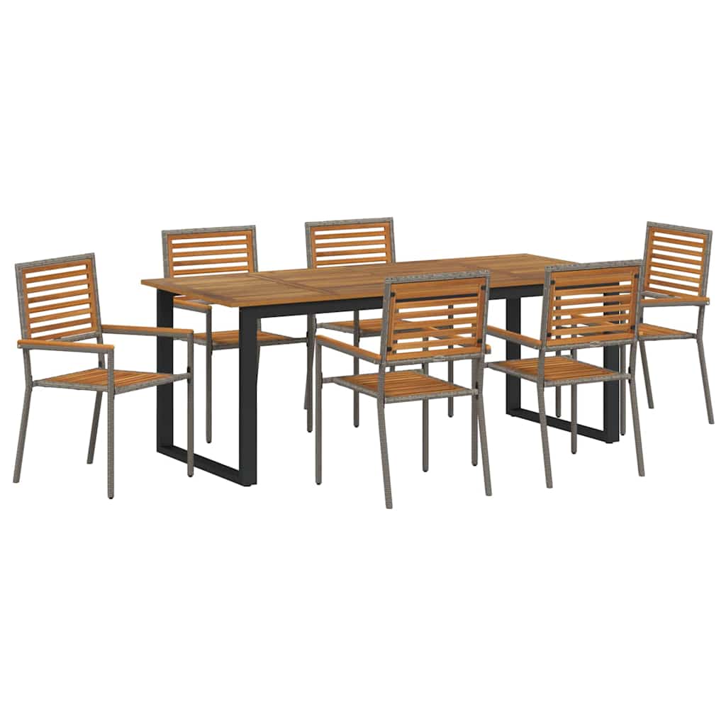 Vrtni set za objed 7 pcs Siva Čvrsto drvo akacije