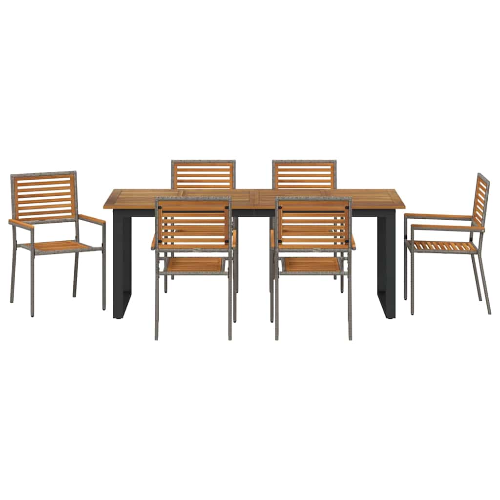 Vrtni set za objed 7 pcs Siva Čvrsto drvo akacije