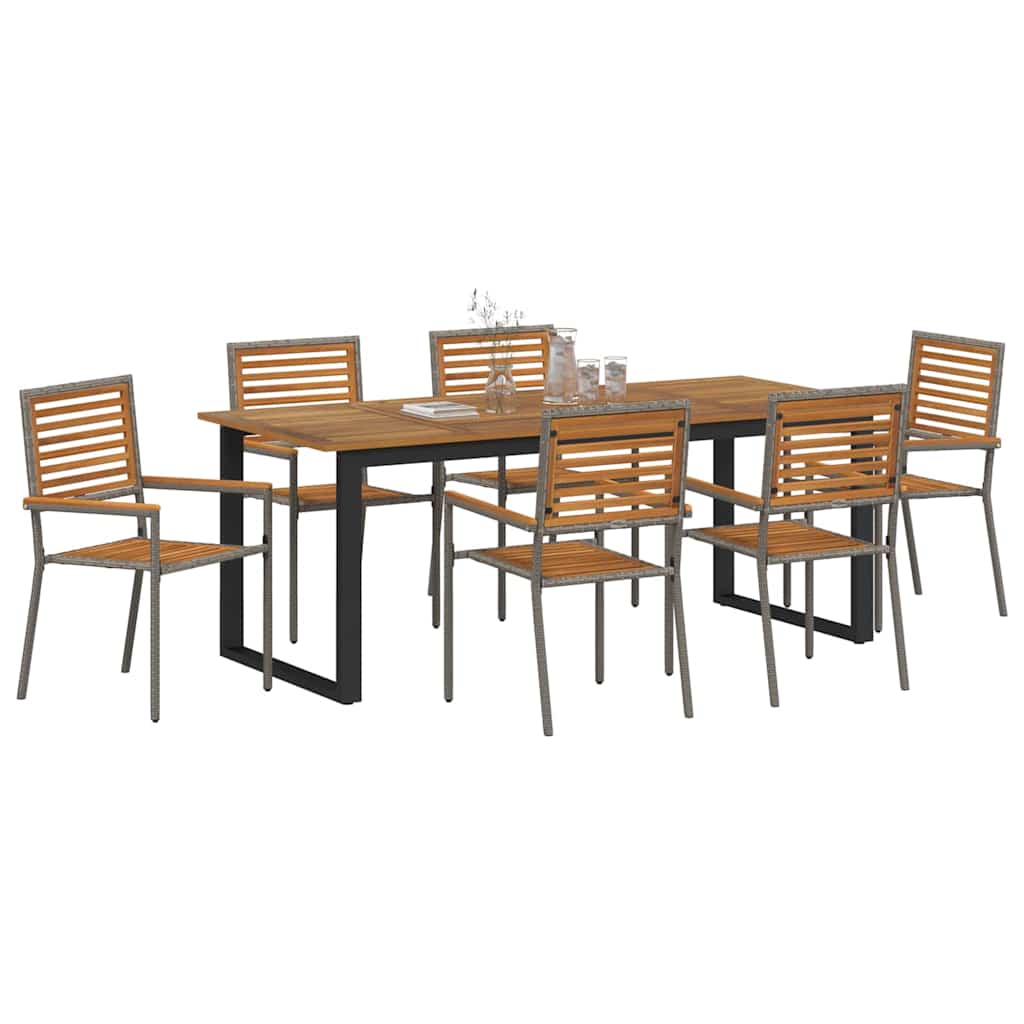 Vrtni set za objed 7 pcs Siva Čvrsto drvo akacije