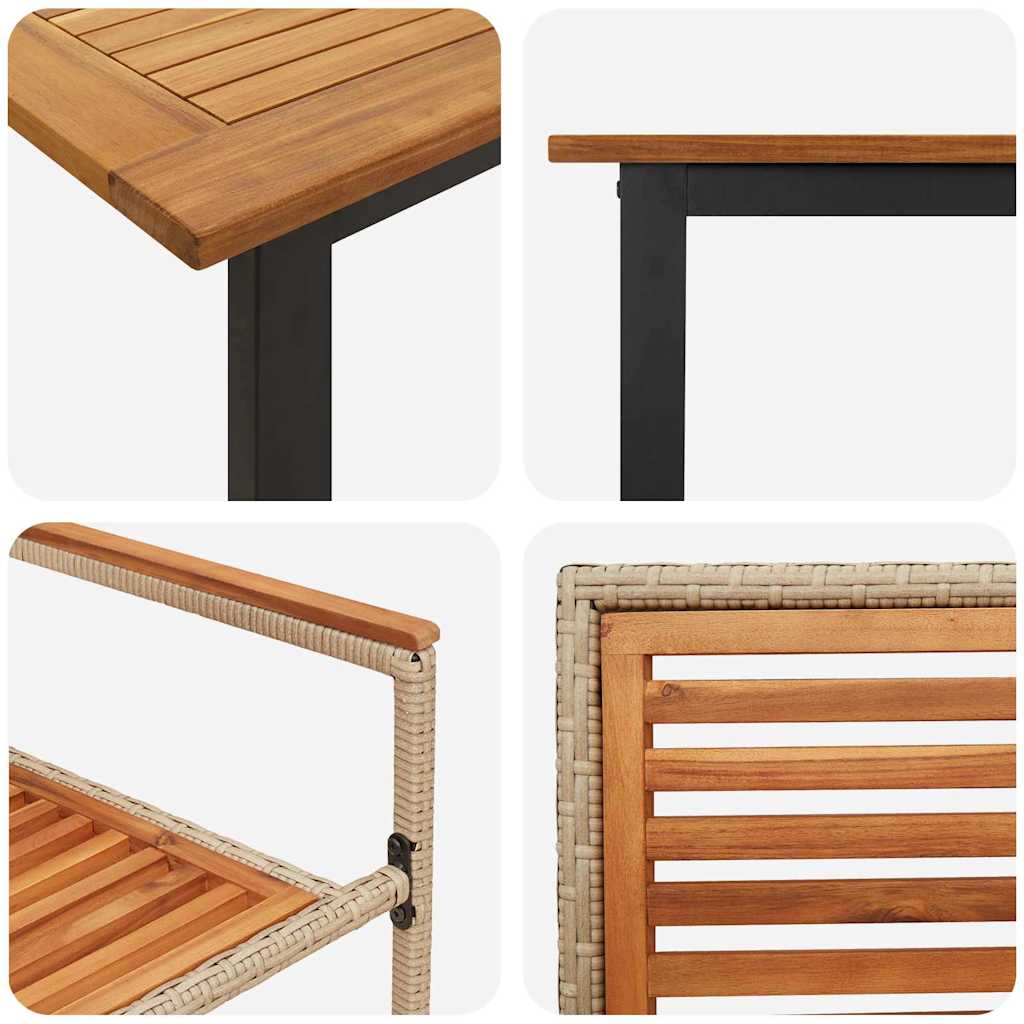Vrtni set za objed 7 pcs Bež Čvrsto drvo akacije
