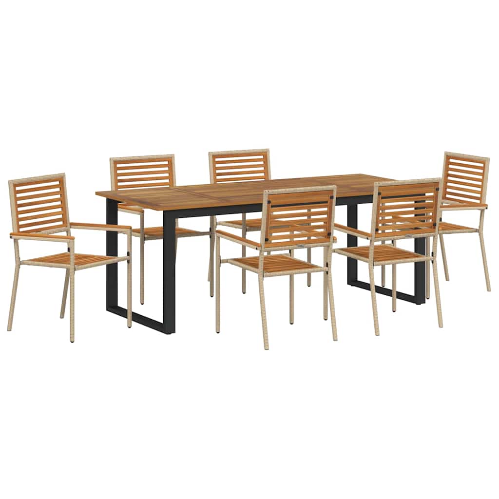 Vrtni set za objed 7 pcs Bež Čvrsto drvo akacije