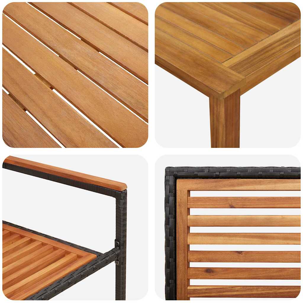 Vrtni set za objed 5 kom. Crna Čvrsto drvo akacije 85 x 85 x 74 cm