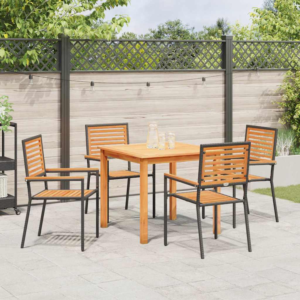 Vrtni set za objed 5 kom. Crna Čvrsto drvo akacije 85 x 85 x 74 cm