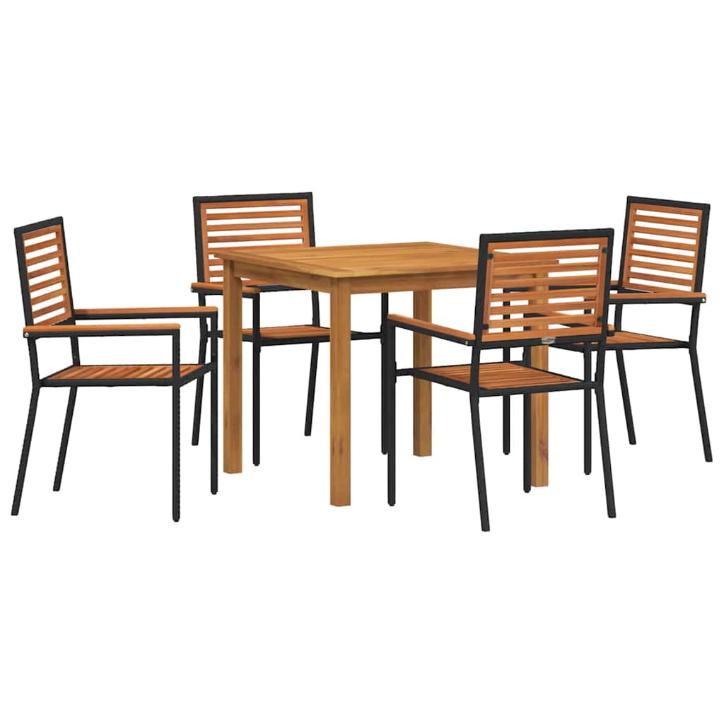 Vrtni set za objed 5 kom. Crna Čvrsto drvo akacije 85 x 85 x 74 cm