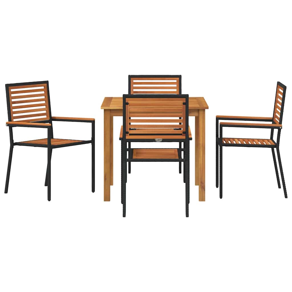 Vrtni set za objed 5 kom. Crna Čvrsto drvo akacije 85 x 85 x 74 cm