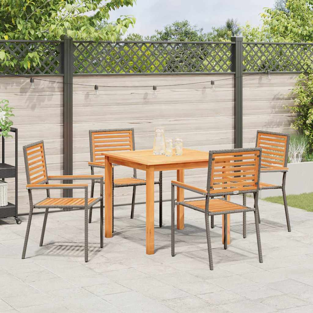 Vrtni set za objed 5 kom. Siva Čvrsto drvo akacije 85 x 85 x 74 cm