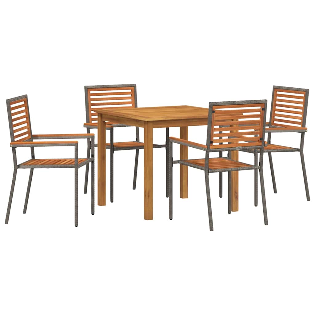 Vrtni set za objed 5 kom. Siva Čvrsto drvo akacije 85 x 85 x 74 cm