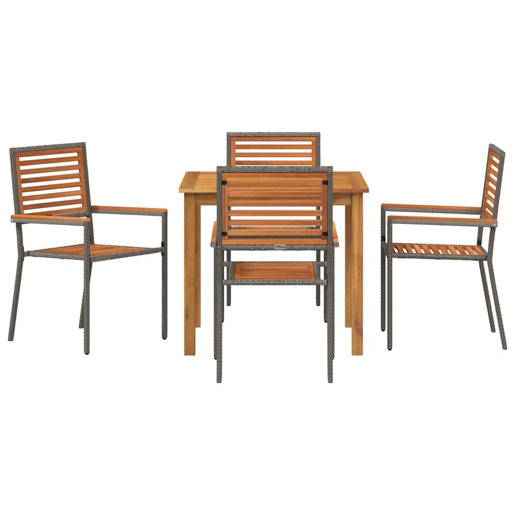 Vrtni set za objed 5 kom. Siva Čvrsto drvo akacije 85 x 85 x 74 cm