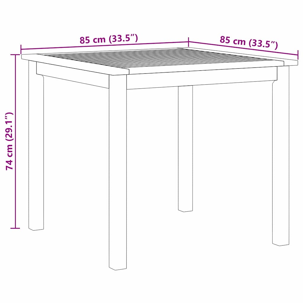Vrtni set za objed 5 kom. Siva Čvrsto drvo akacije 85 x 85 x 74 cm