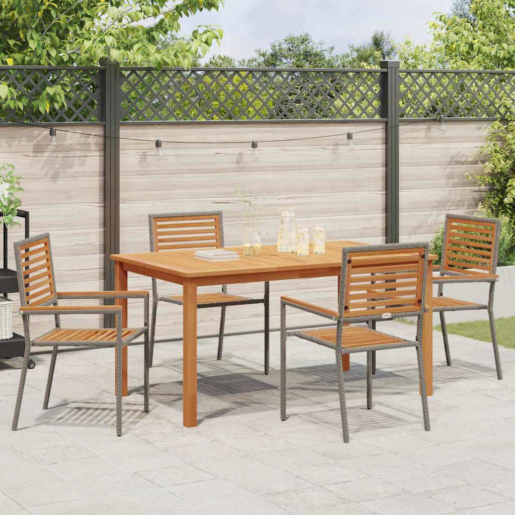 Vrtni set za objed 5 kom. Siva Čvrsto drvo akacije 150 x 90 x 74 cm