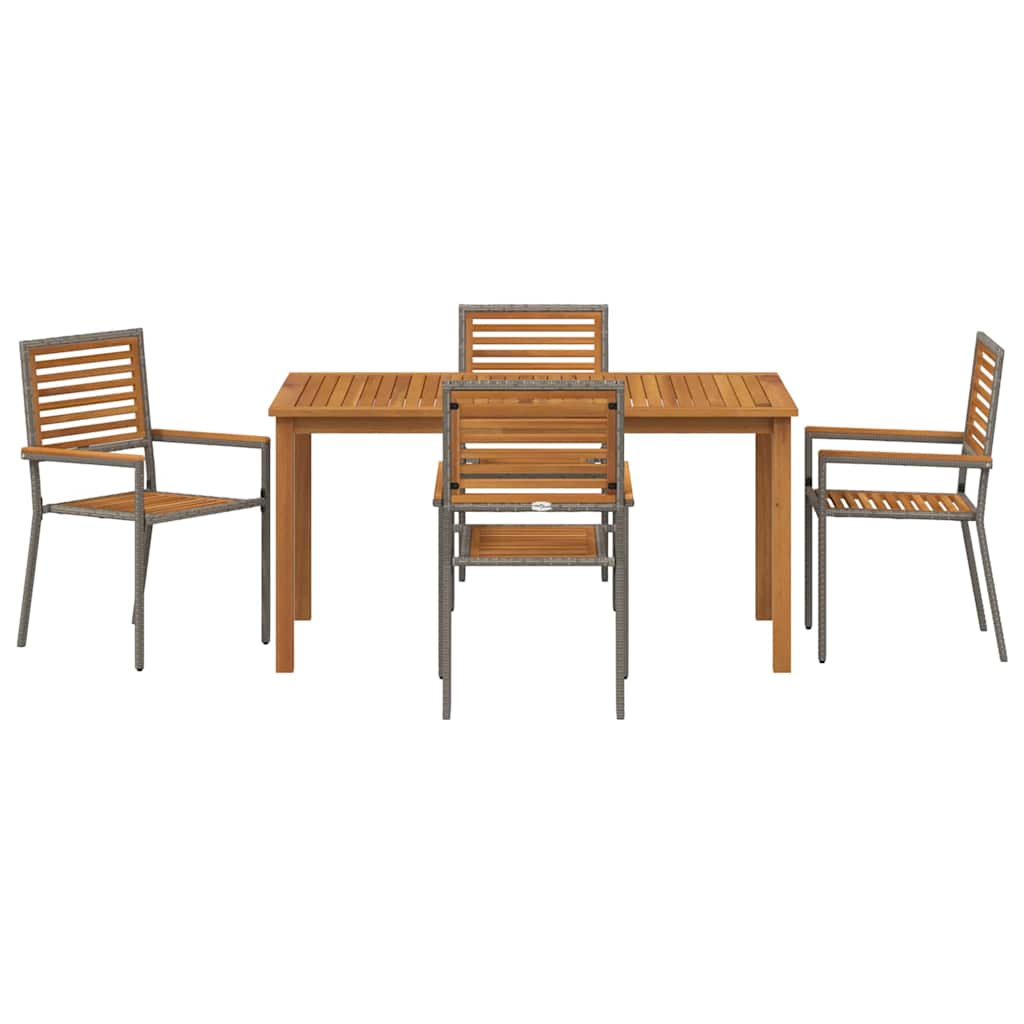 Vrtni set za objed 5 kom. Siva Čvrsto drvo akacije 150 x 90 x 74 cm