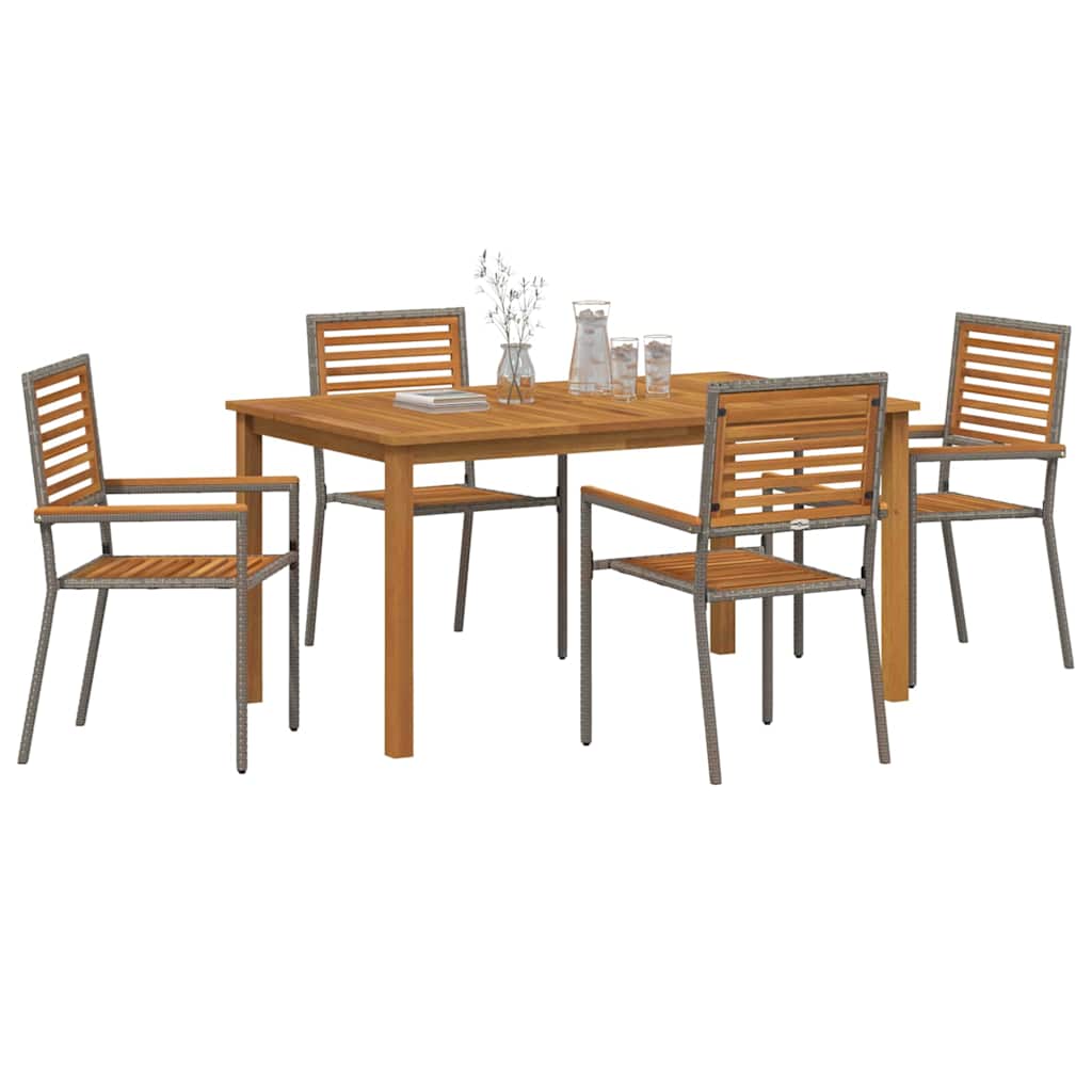 Vrtni set za objed 5 kom. Siva Čvrsto drvo akacije 150 x 90 x 74 cm