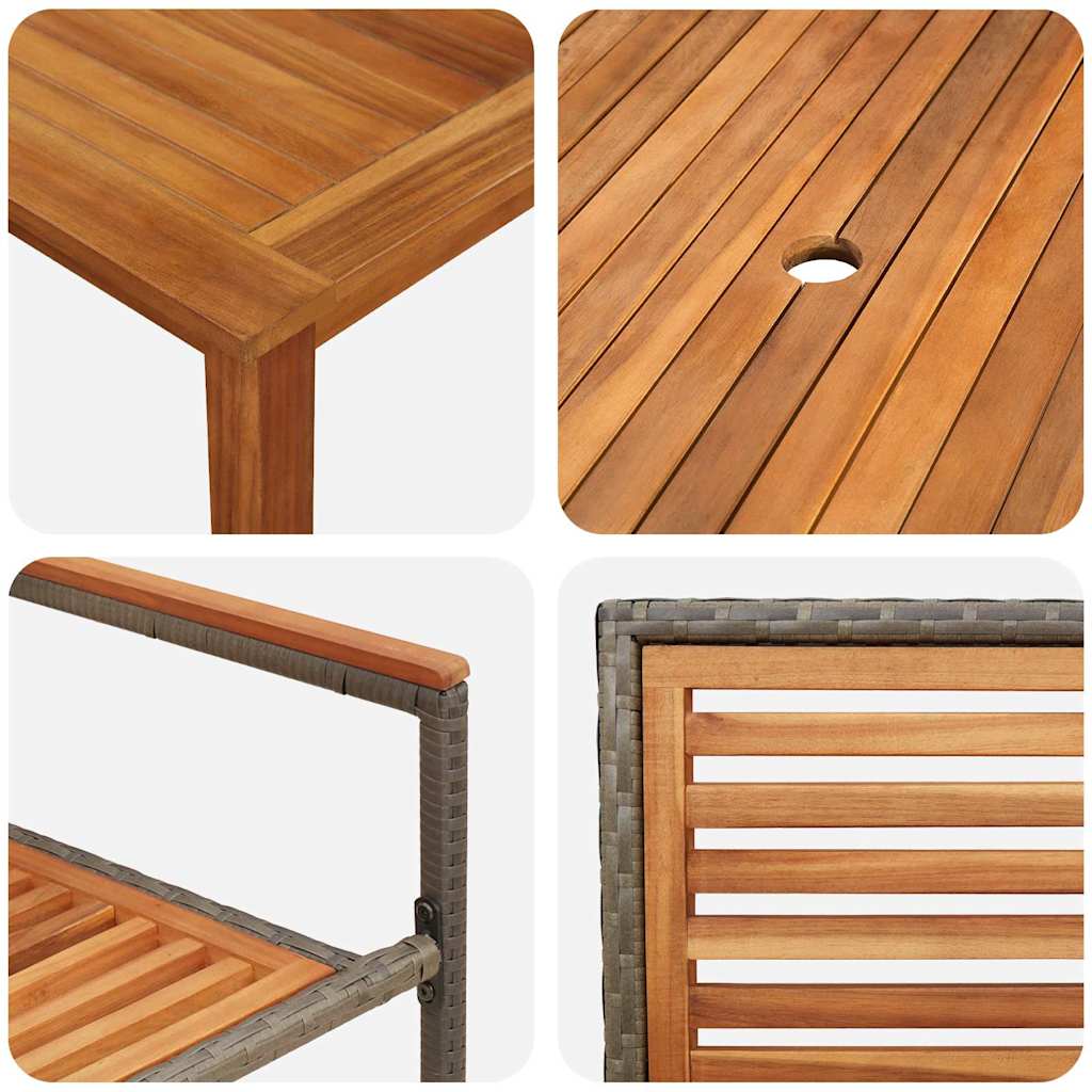 Vrtni set za objed 7 pcs Siva Čvrsto drvo akacije