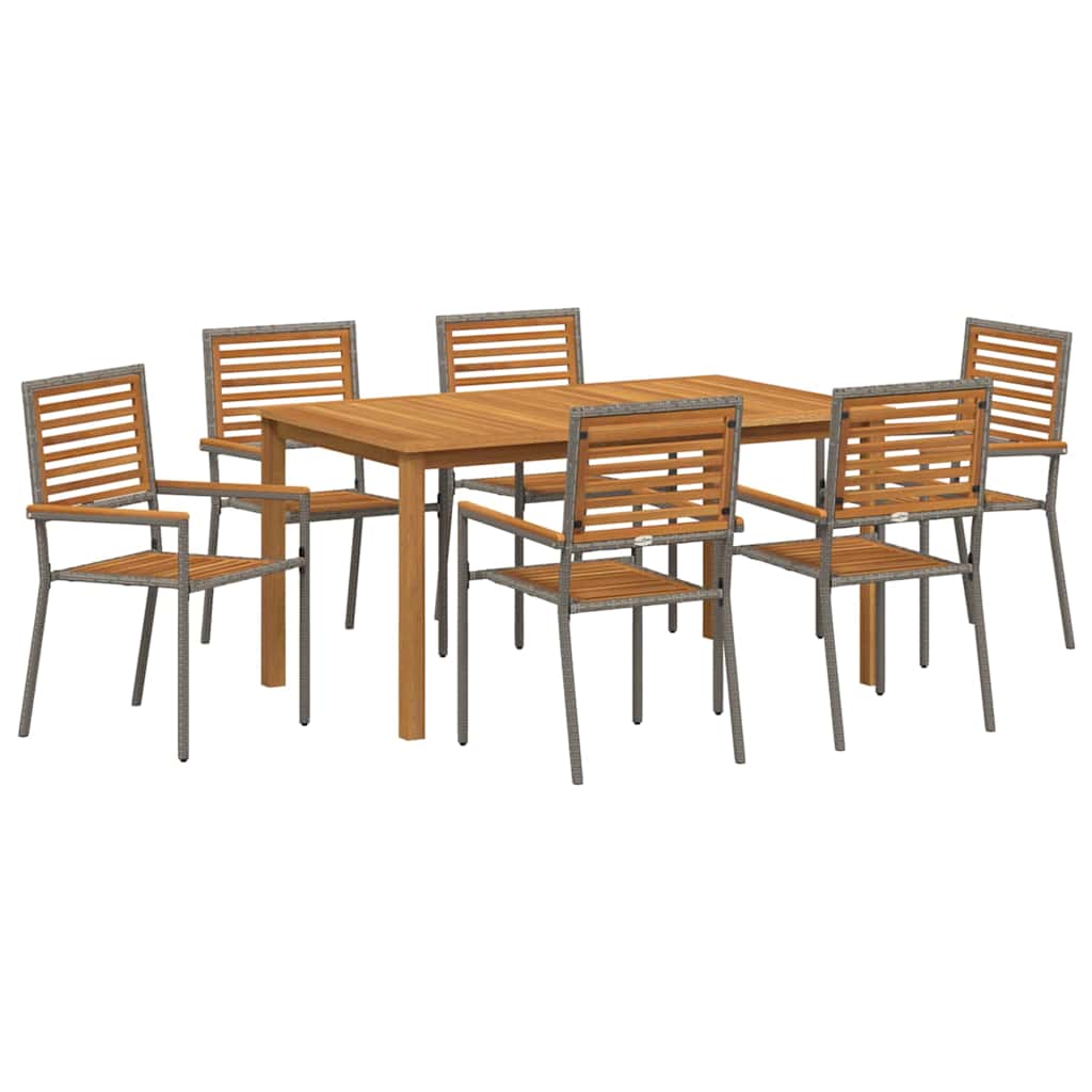 Vrtni set za objed 7 pcs Siva Čvrsto drvo akacije