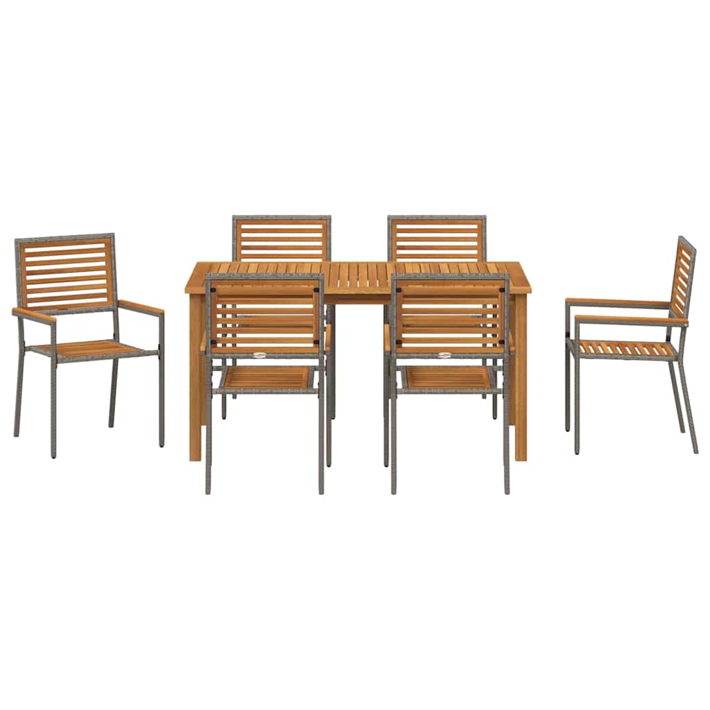 Vrtni set za objed 7 pcs Siva Čvrsto drvo akacije