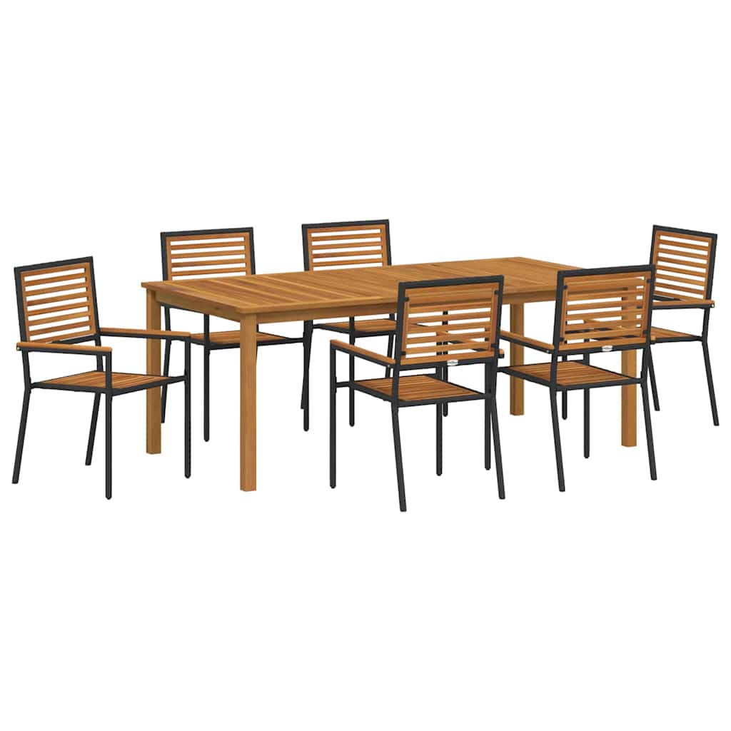 Vrtni set za objed 7 pcs Crna Čvrsto drvo akacije
