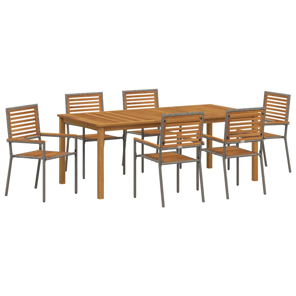 Vrtni set za objed 7 pcs Siva Čvrsto drvo akacije