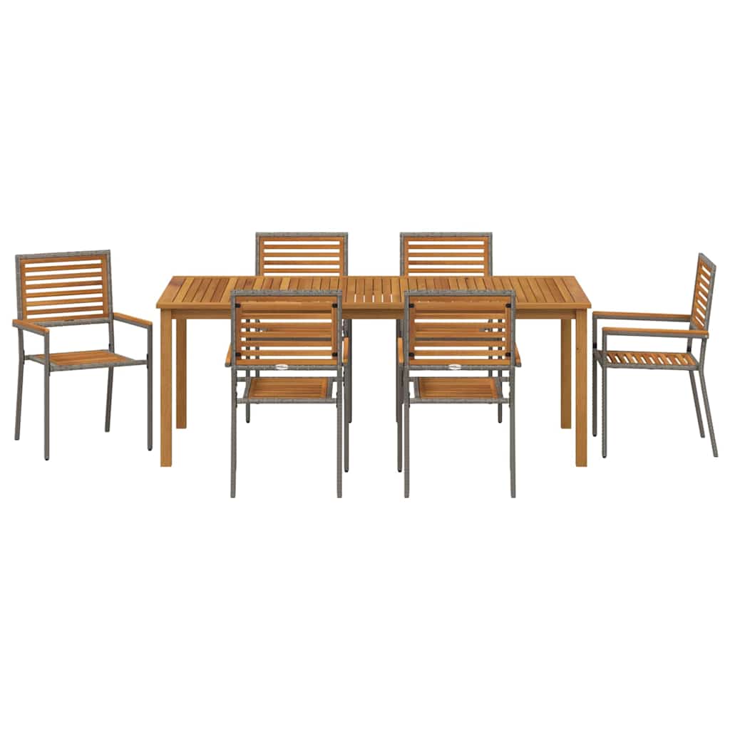 Vrtni set za objed 7 pcs Siva Čvrsto drvo akacije