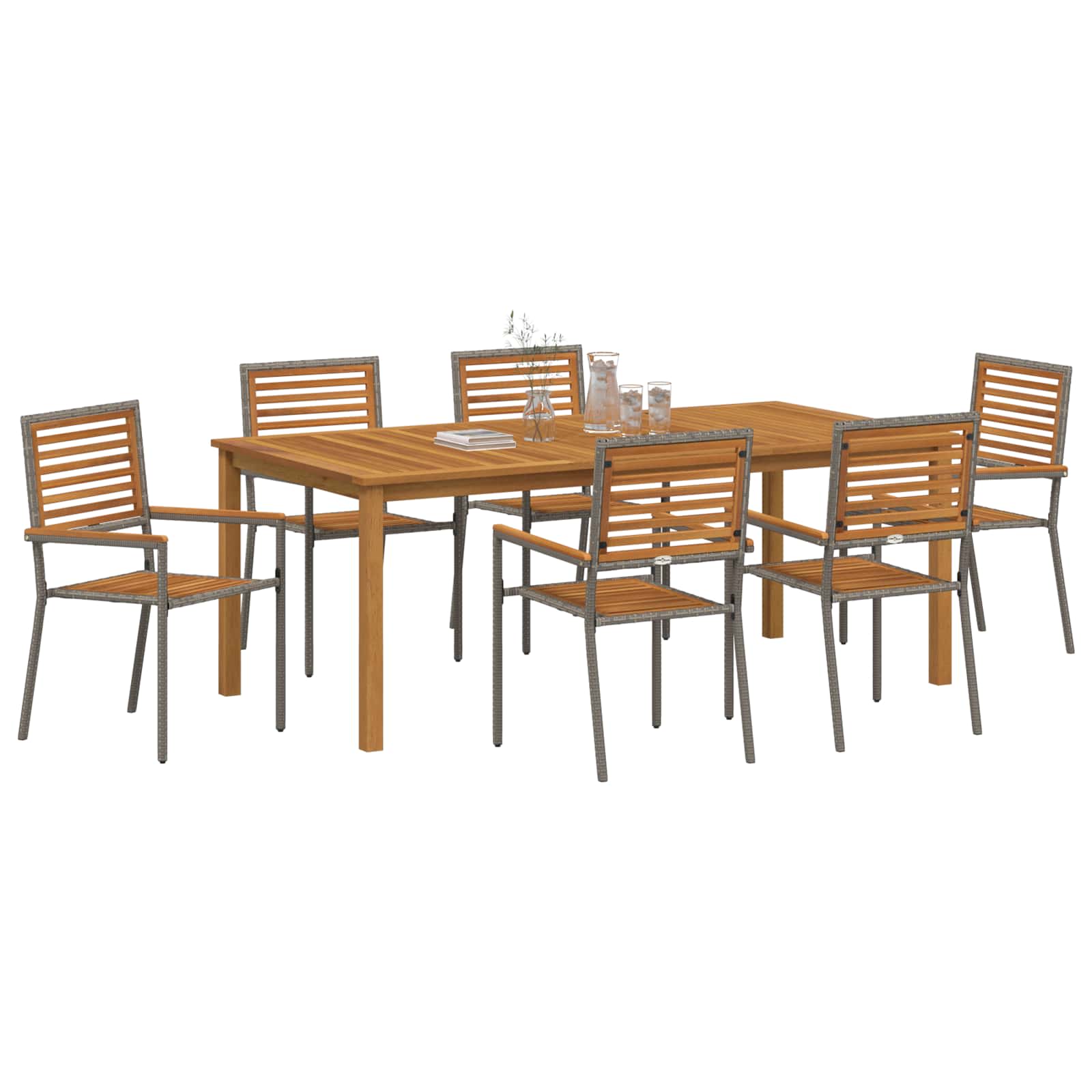 Vrtni set za objed 7 pcs Siva Čvrsto drvo akacije