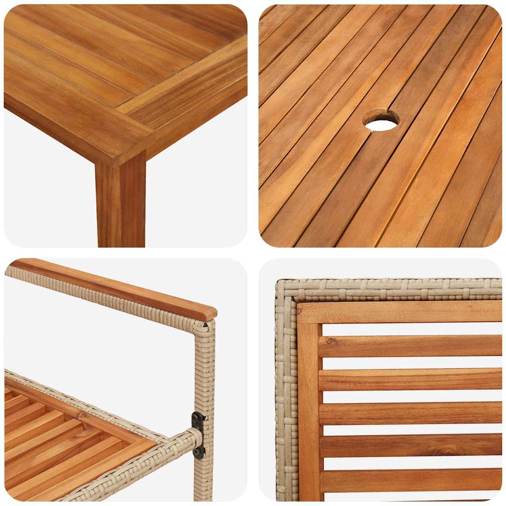 Vrtni set za objed 7 pcs Bež Čvrsto drvo akacije