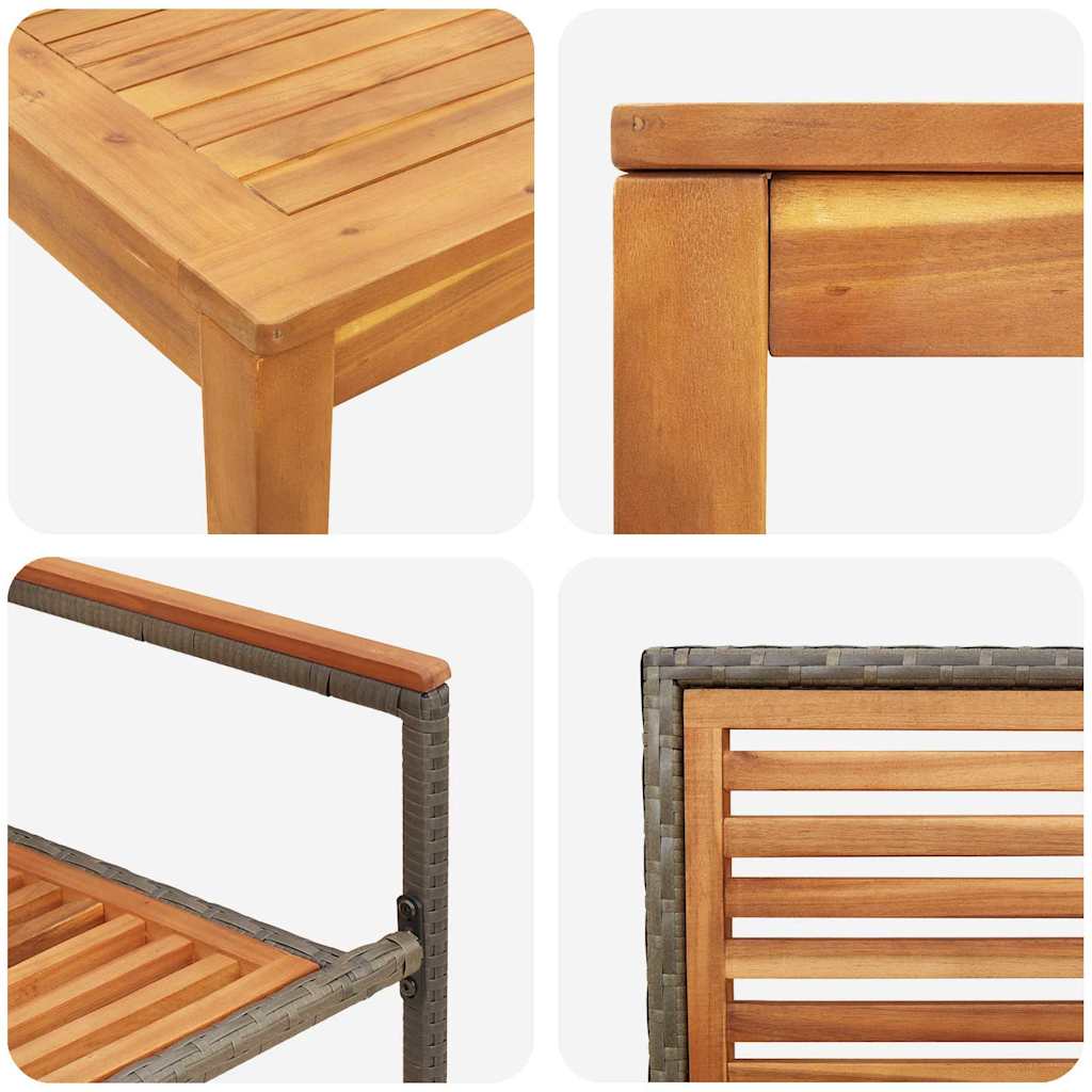 Vrtni set za objed 5 kom. Siva Čvrsto drvo akacije 110 x 110 x 75 cm