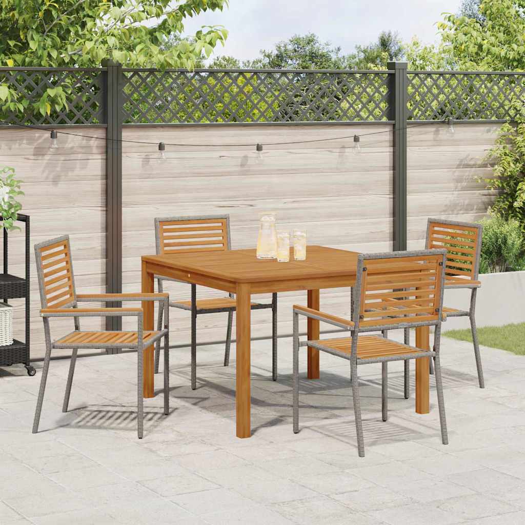 Vrtni set za objed 5 kom. Siva Čvrsto drvo akacije 110 x 110 x 75 cm