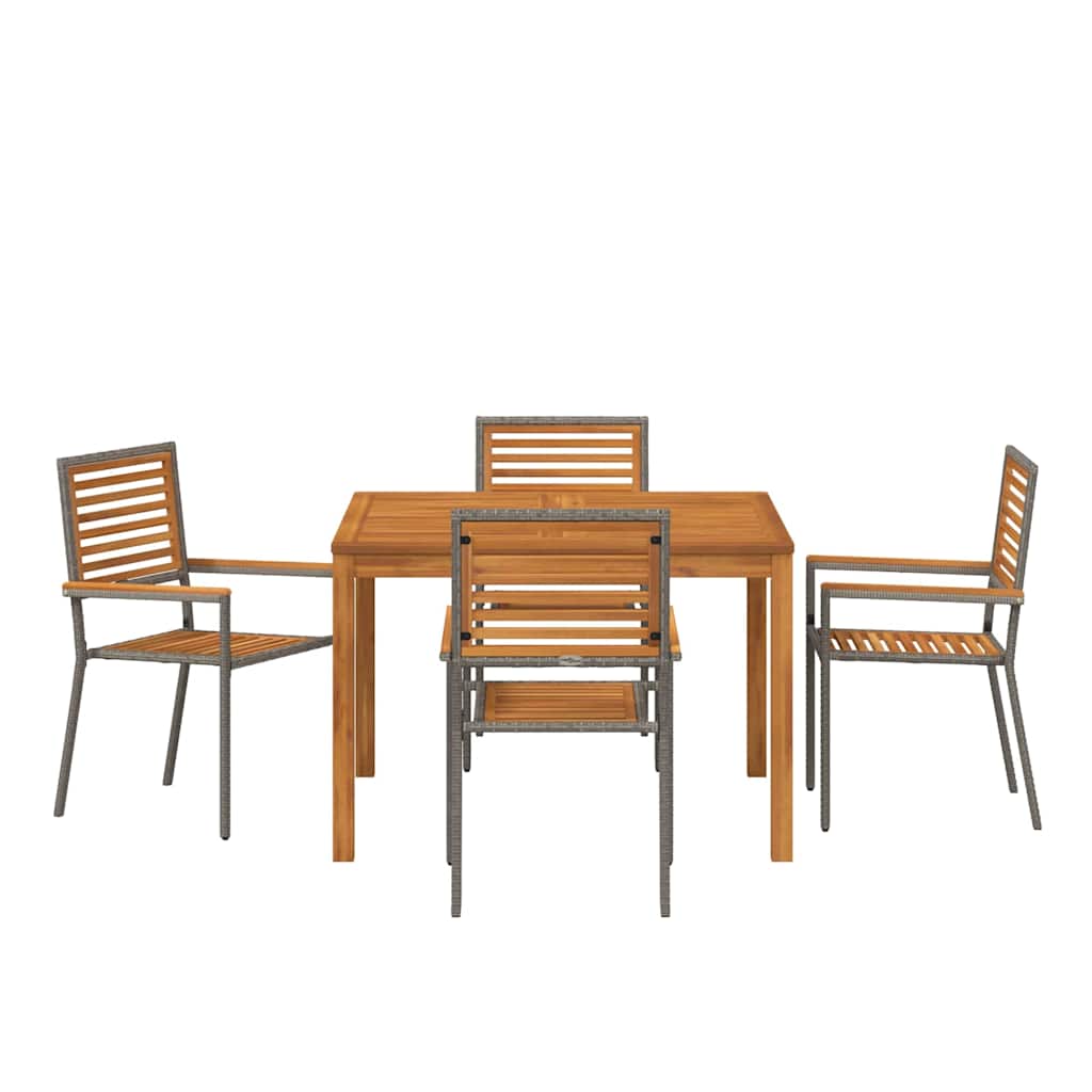 Vrtni set za objed 5 kom. Siva Čvrsto drvo akacije 110 x 110 x 75 cm