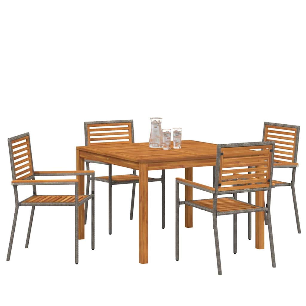 Vrtni set za objed 5 kom. Siva Čvrsto drvo akacije 110 x 110 x 75 cm
