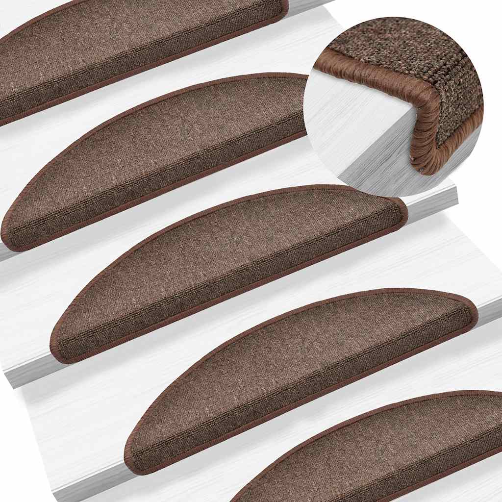 Prostirke za stepenice 30 kom 56x17x3 cm boje kave, poluokrugle