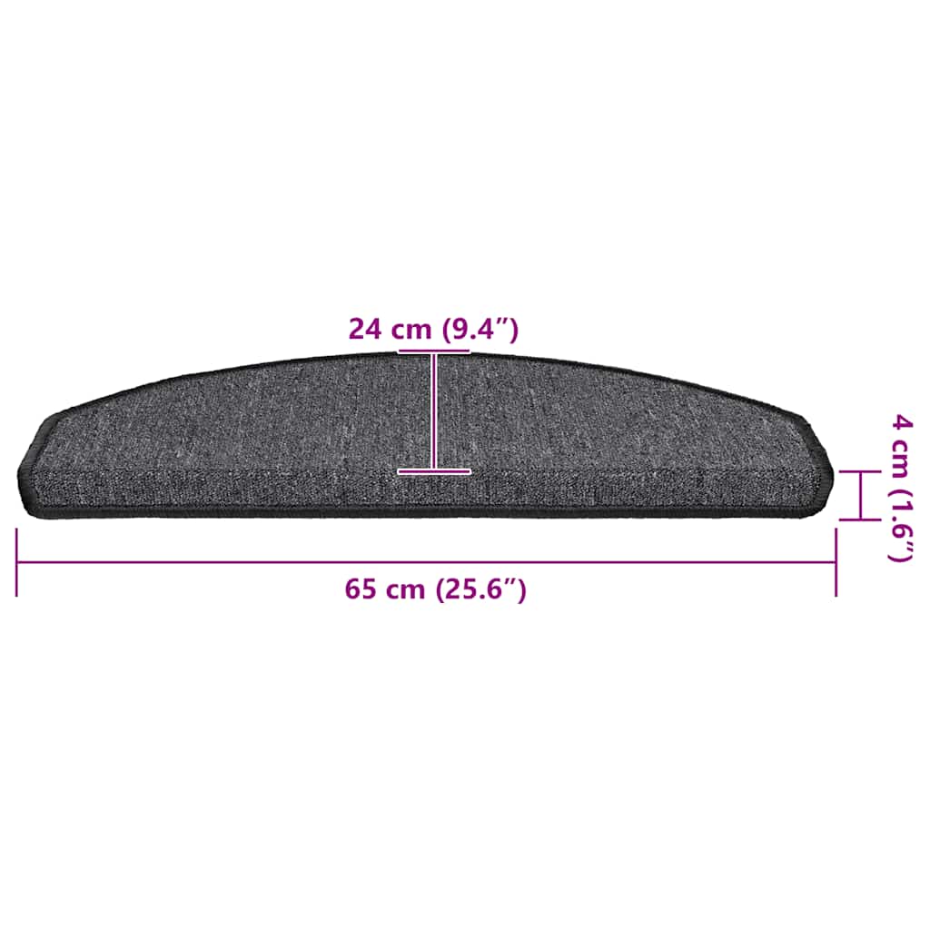 Prostirke za stepenice 30 kom 65x24x4 cm antracit poluokrugle velike