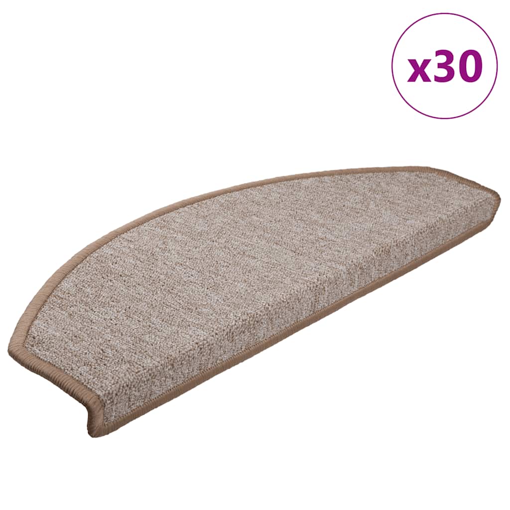Prostirke za stepenice 30 kom 65x24x4 cm svijetlosmeđe poluokrugle velike