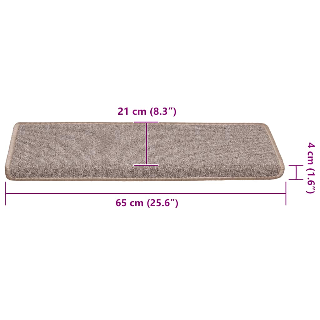 Prostirke za stepenice 30 kom 65x21x4 cm svijetlosmeđe pravokutne rubove