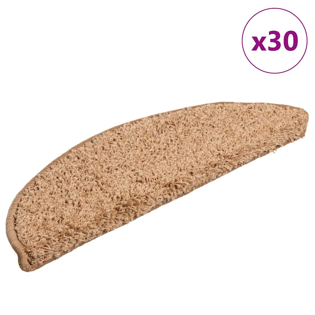 Prostirke za stepenice 30 kom 56x17x3 cm bež poluokrugle